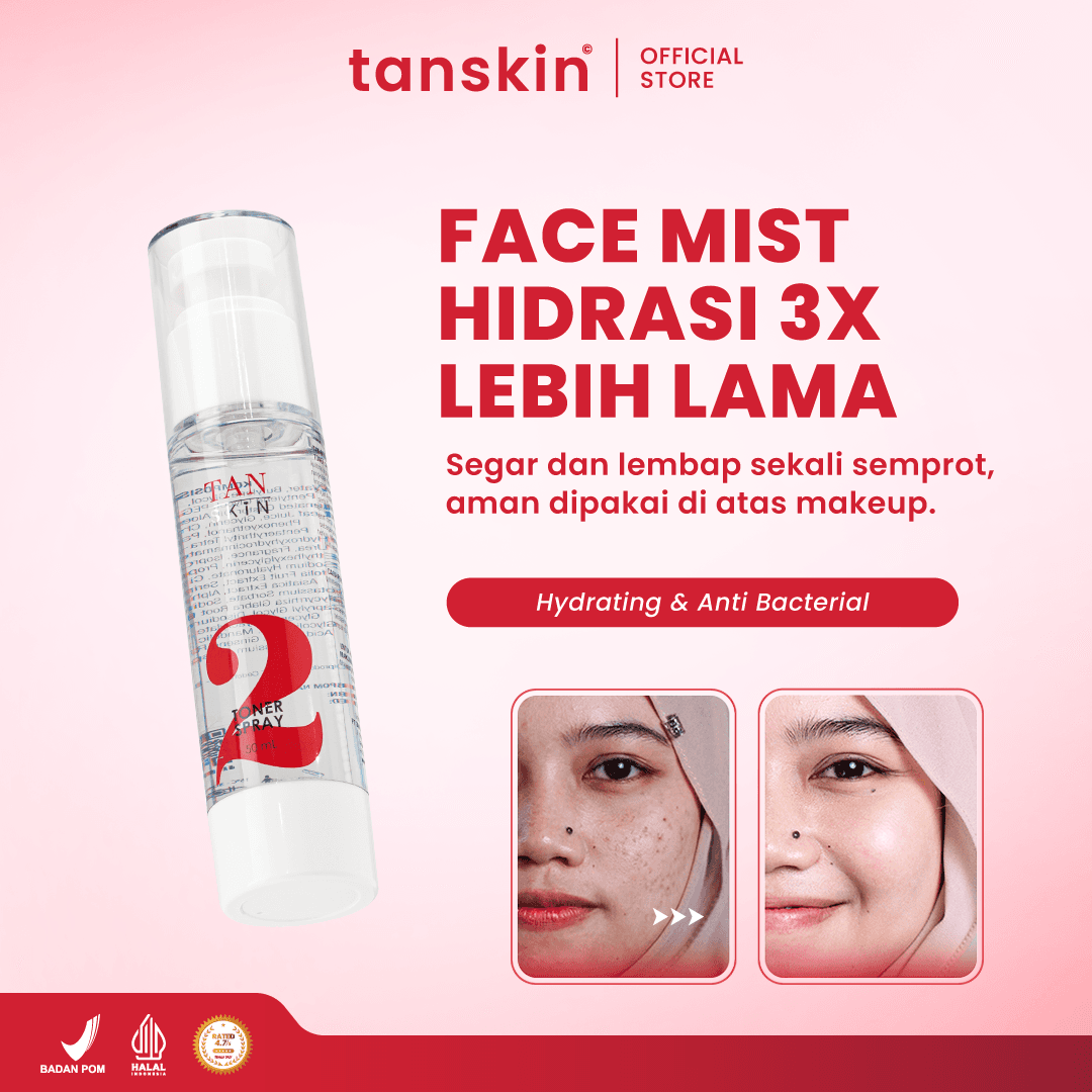 Tanskin Face Mist Anti Bacterial Toner Wajah Spray 50ml Brightening Mencerahkan Niacinamide